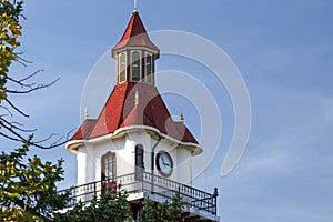 The tower of the Targu Ocna city hall, Bacau, Romania