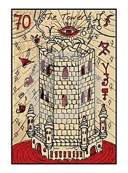 The Tower. The tarot card