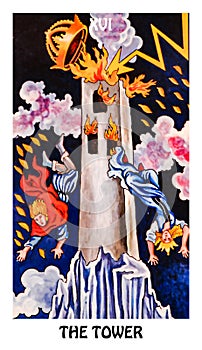 The Tower Tarot Card Major Arcana Rider Waite Smith photo