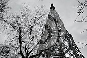 Tower of tele-radio broadcasting on sky background