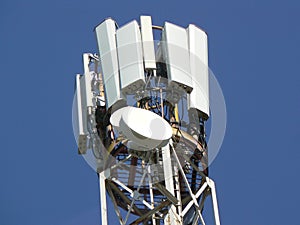 Tower of telecommunications. Mast for mobile communications.