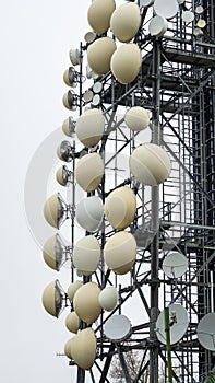 Tower for telecommunications, television broadcast, cellphone, radio and satellite on Linzone mountain peak