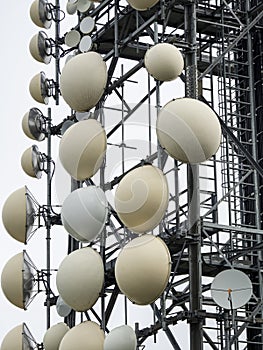 Tower for telecommunications, television broadcast, cellphone, radio and satellite on Linzone mountain peak