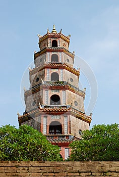 The tower at Thien Mu pagoda in Hue, Vietnam