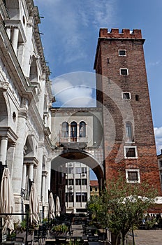 The Tower of Torment, Torre del Girone, at Piazza delle Erbe, Vicenza, Veneto, Italy