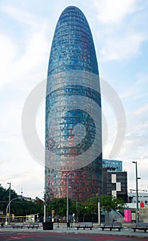 Tower The Torre Agbar in district Poblenou of Barcelona