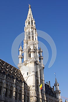 The tower of the town hall of Brussels