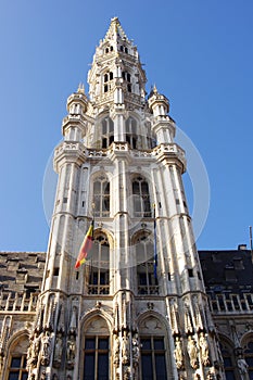 The tower of the town hall of Brussels
