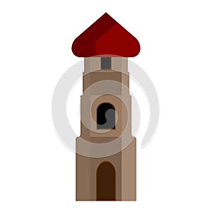 Tower vector icon isolated white. City construction architecure design landmark building. Old high flat iron castle medieval