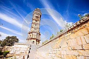 Tower of Victory Vijay Stambha in Chittor fort. Chittorgarh