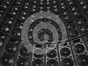 Tower wall of concert speakers photo