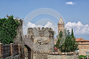 Tower and wall located in Kakheti, in Bodba, Georgia.
