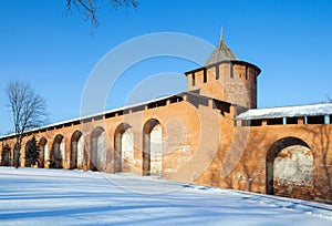 The tower and wall the Nizhny Novgorod Kremlin