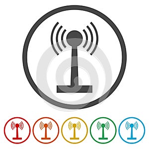 The tower of the wi-fi. Transmitter icon. Antenna icon