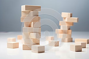 tower of wooden blocks ready to topple