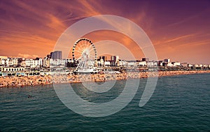 The towering Brighton Wheel on the seafront at Brighton East Sussex England UK