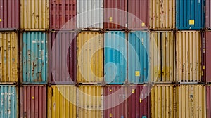 Towering Cargo: Containers Stacked Up High