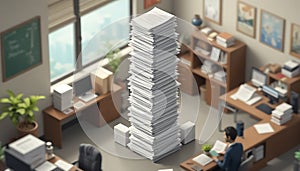 Massive Paperwork Overload in Modern Office