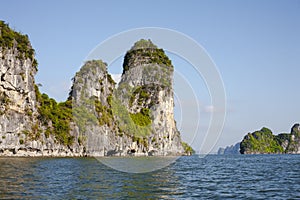 Halong Bay, Vietnam. Limestone karsts in the sea