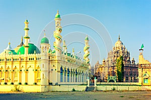 Towering minarets with winding staircases of Jama Masjid and Mahabat Maqbara Palace Bahauddin Maqbara photo