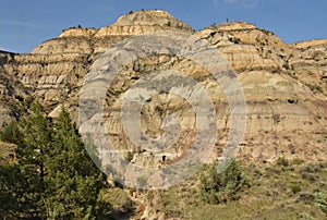 Towering Rugged Rocky Butte in the Badlands