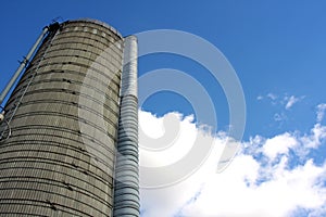 Towering Silo and Blue Sky