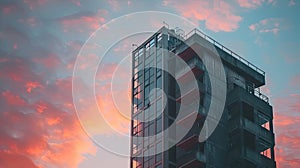 Towering Silo Beside Majestic Skyscraper