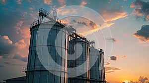 Towering Silo Beside Majestic Skyscraper