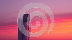 Towering Silo Beside Majestic Skyscraper