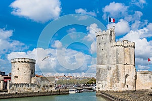 Towers of ancient fortress of La Rochelle France