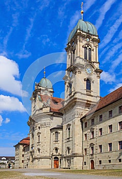 Towers of the Benedictine Abbey in Einsiedeln, Switzerland