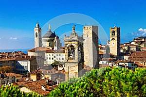 Towers of Bergamo - beautiful medieval town in noth of Italy