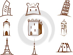 Towers, castles vector set