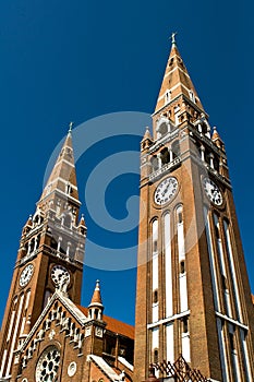 The towers of the cathedral in Szeged