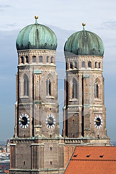 Towers of Frauenkirche Cathedral Church in Munich