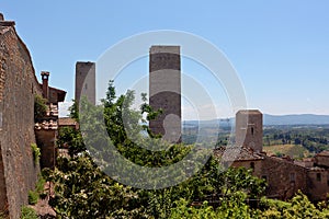 Towers houses landscape San Gimignano, Tuscany, Toscana, Italy, Italia