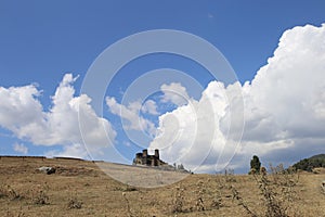 A towers of Keselo Fortress in Upper Omalo village, Tusheti, Georgia