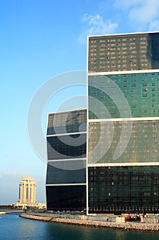 Towers on lagoon