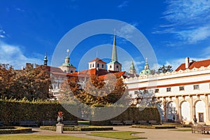 Towers of Lesser Quarter of Prague from Wallenstein Garden.