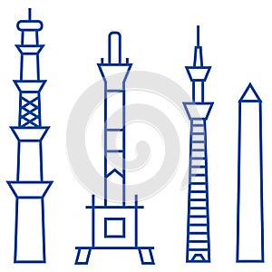 Towers line icon concept. Towers flat  vector symbol, sign, outline illustration.