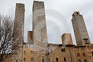 towers in the medieval village of San Gimignano in the Tuscany in Italy photo