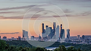 Towers Moscow City sunset time lapse 4K