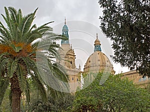 Towers of the National Art Museum of Catalonia Mnac, Barcelona,