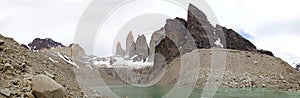 Towers of Paine and Paine Horns at the Torres del Paine National Park, Chilean Patagonia, Chile