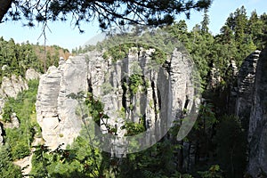 Towers of Prachov Rocks in forest