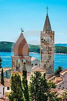 Towers on the Rab Cathedral and Church of St. Justina