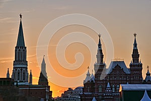 Towers on Red Square at Sunset