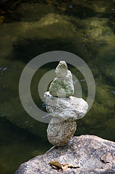 Towers on the river, stone balance