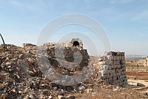 Towers Ruins at Migdal Tsedek National Park, Israel