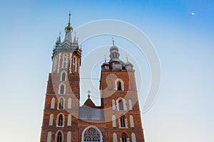 Towers of the Saint Mary`s Church in Krakow